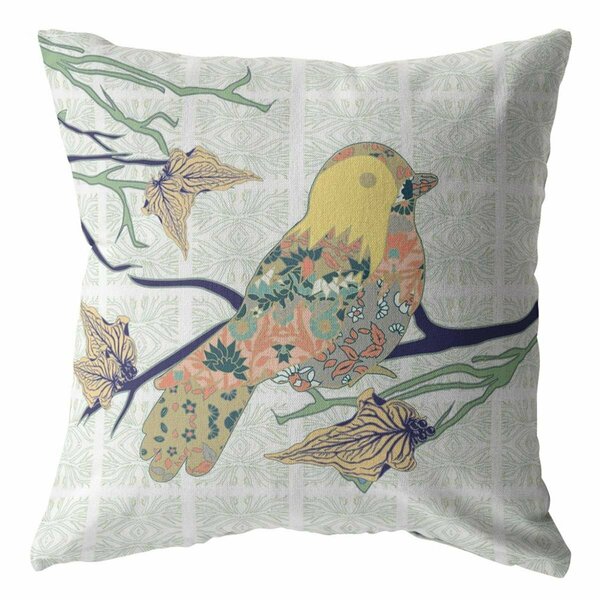 Homeroots 18 in. Light Green Sparrow Indoor & Outdoor Throw Pillow 412154